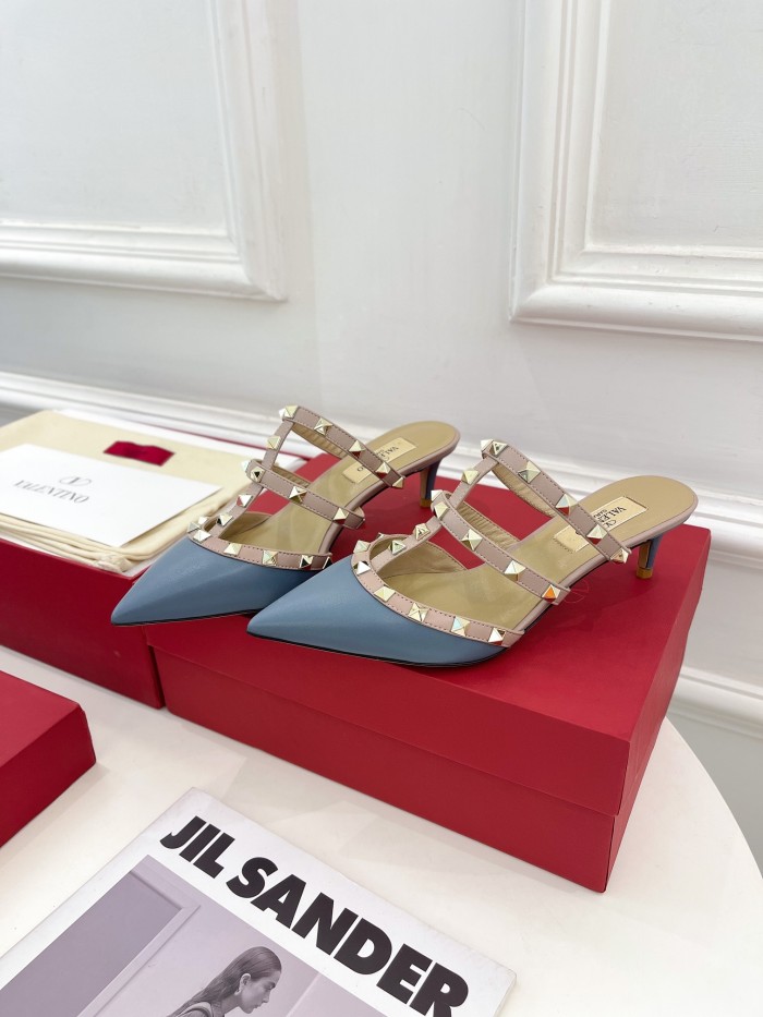 Valentino Women Shoes Mule Sandals Pointed Toe Slippers ROMAN STUD SLIDE SANDAL IN QUILTED NAPPA 5cm Heel with Original Box Whatsapp 