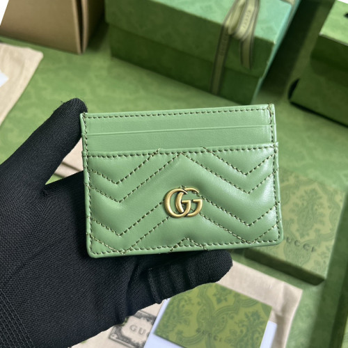 Gucci Womens Bag Wallets Card Holder Luxury Brand GG Marmont matelassé card case in leather with Original Box