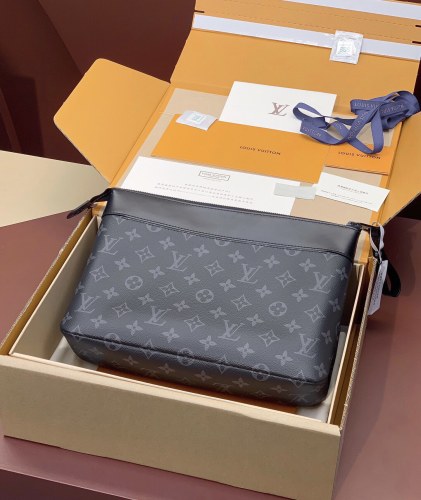 Louis Vuitton Mens Womens Bags Clutch Luxury Brand Fashion Type m82543 Pochette Voyage Souple Monogram Eclipse with Original Box  