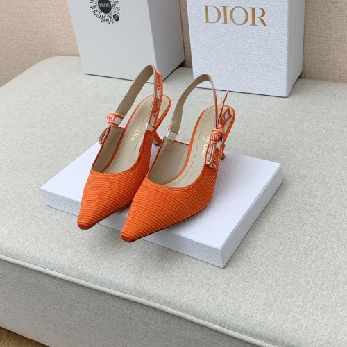 Dior Women Shoes Pumps Luxury Design Fashion Type 6.5cm High Heel Shoes for Wedding Style J'ADIOR SLINGBACK PUMP Cotton Fabric with Original Box