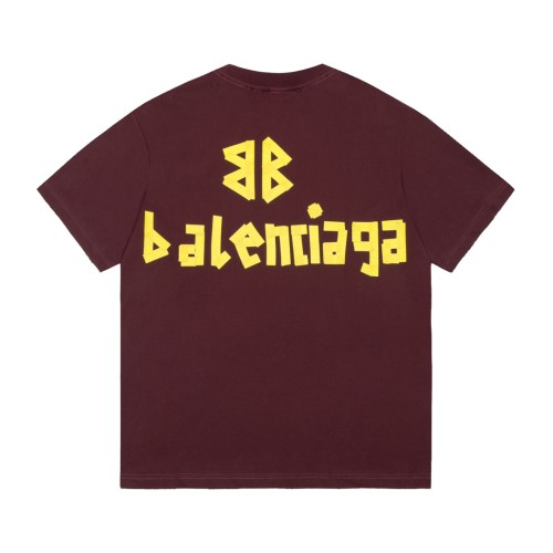 Balenciaga Luxury Brand Women Mens Short Sleeve T-Shirt TAPE TYPE T-SHIRT MEDIUM FIT IN DARK RED   
