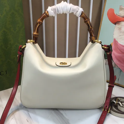 Gucci Womens Bags Shoulder Handbags Luxury Brand Gucci Diana medium shoulder bag in white leather  