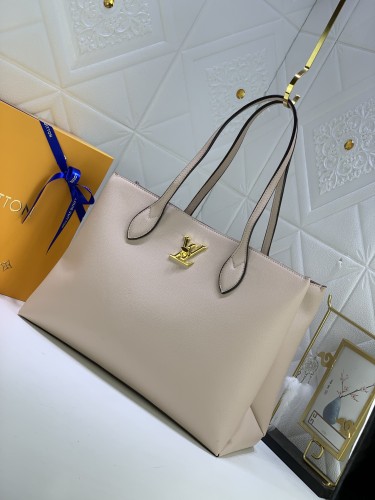 Louis Vuitton Womens Bags Handbags Luxury Brand Fashion Type LOCKME SHOPPER Black Grained calf leather M57345  