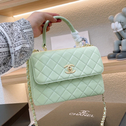 Chanel Womens Shoulder Bags Luxury Brand with Original Box Small Flap Bag With Top Handle Lambskin & Gold-Tone Metal