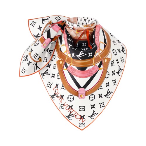 Louis Vuitton Scarves Womens Fashion Scarf Flower And Straps Square 90 M90659 with Original Box   