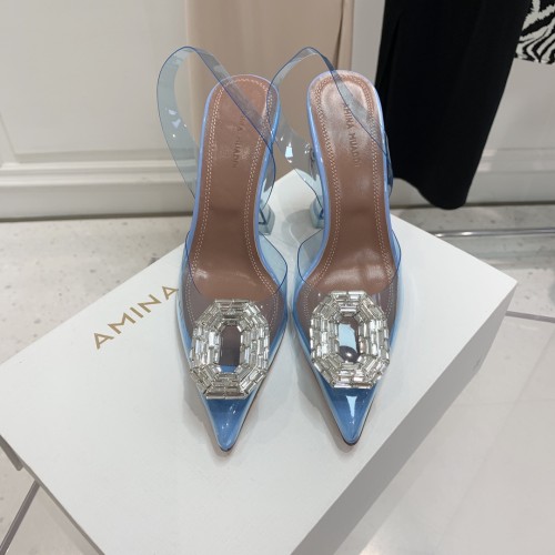 Amina Muaddi Womens Shoes Sandals Slippers Luxury Brand Fashion Pumps for Women with Original Box 9cm Heel