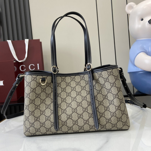 Gucci Womens Bags Shoulder Messenger Bag Luxury Brand GG Emblem small tote bag in beige and dark brown canvas with Original Box 815214 FAD6L 9758