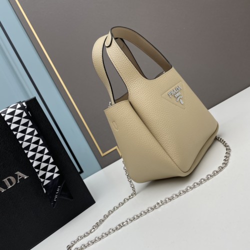 Prada Womens Shoulder Bags Leather Shopping Bag with Original Box