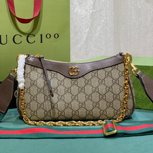 Gucci Womens Bags Shoulder Messenger Bag Luxury Brand Gucci Ophidia small handbag in beige and ebony Supreme with Original Box 735132 FABLE 9442