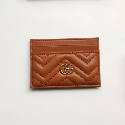 Gucci Womens Bag Wallets Card Holder Luxury Brand Black Leather GG Marmont Card Case with Original Box