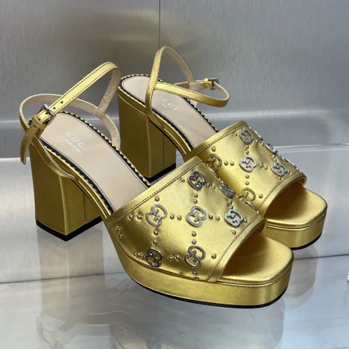 Gucci Womens Shoes Sandals 8.5cm Heel Luxury Brand with Original Box 719844 C9D00 9022 Women's Interlocking G studs sandal in leather Whatsapp 