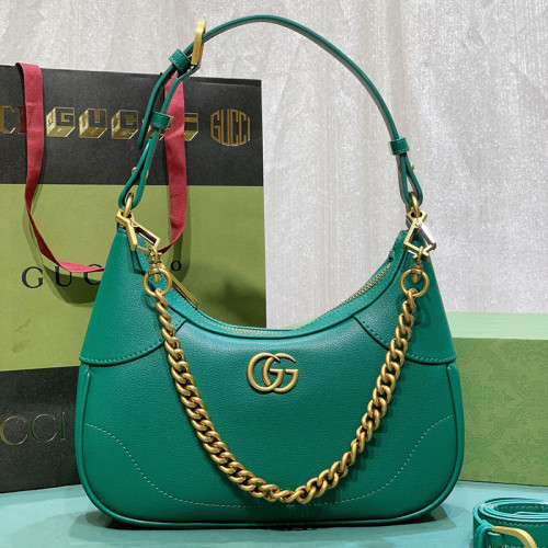 Gucci Womens Bags Shoulder Messenger Bag Luxury Brand Gucci Aphrodite small shoulder bag in green leather with Original Box 731817 AAA9F 3727