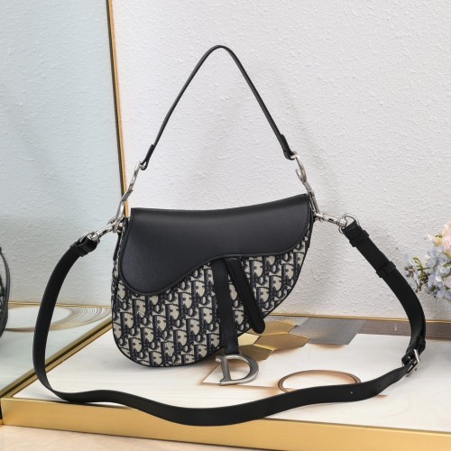 Dior Womens Bag Saddle Bag Luxury Brand Design Saddle Bag with Strap Blue Dior Oblique Jacquard and Smooth Calfskin with Original Box M0455VDDS_M928