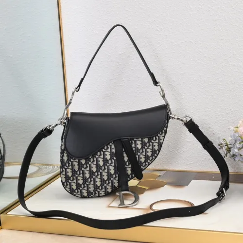 Dior Womens Bag Saddle Bag Luxury Brand Design Saddle Bag with Strap Blue Dior Oblique Jacquard and Smooth Calfskin with Original Box M0455VDDS_M928