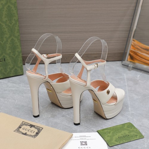 Gucci Womens Shoes Sandals 14cm Heel and 4.5cm Platform Luxury Brand with Original Box 719844 C9D00 9022 Women's Interlocking G studs sandal in leather Whatsapp 
