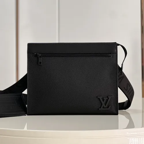 Louis Vuitton Mens Bags Clutch Luxury Brand Fashion Type MESSENGER VOYAGE M59329 with Original Box Black Aerogram cowhide leather