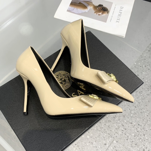 Versace Brand Womens Sandals Shoes Pumps Leather Big Size LA MEDUSA LEATHER PUMPS with 6cm High Platform and 10cm Heel Design  