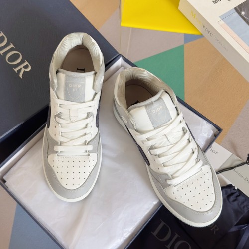 Dior Mens Shoes Sneakers Luxury Brand Christian Dior B57 MID-TOP SNEAKER Gray and White Smooth Calfskin with Beige and Black Dior Oblique Jacquard Whatsapp 