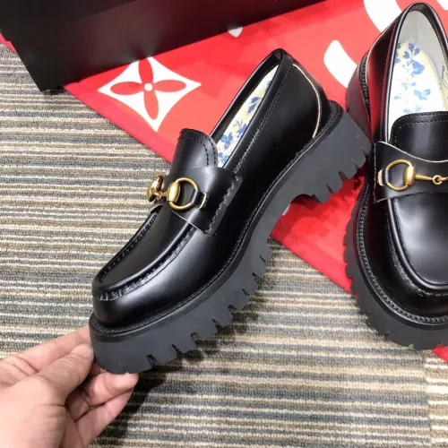 Gucci Womens Shoes Boots Luxury Brand Women's Gucci Black Leather Lug Sole Loafer Moccasins with Original Box 577236 DS800 1000