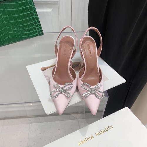 Amina Muaddi Womens Shoes Sandals Slippers Luxury Brand Fashion Pumps for Women with Original Box 9cm Heel