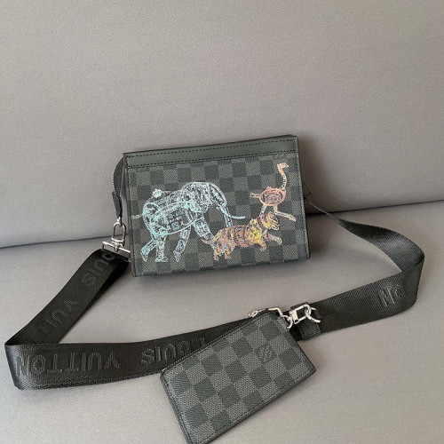 Louis Vuitton Womens Mens Bags Shoulder Bags Luxury Brand GASTON WEARABLE WALLET with Original Box N64608 Damier Graphite coated canvas