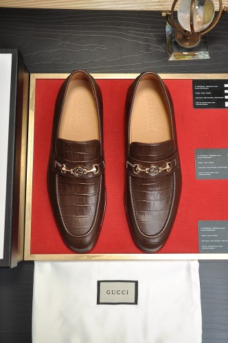 Gucci Mens Shoes Leather Design Luxury Brand Business Dress Shoes for Men with Original Box