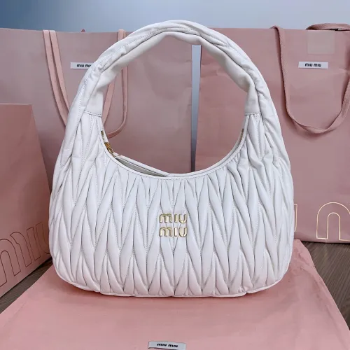 MiuMiu Womens Fashion Handbags Shoulder Bag Leather Luxury Brand Miu Miu Wander Matelasse Nappa Leather Hobo Bag  