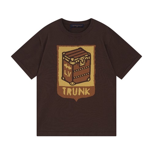 Louis Vuitton Luxury Brand Men Womens Short Sleeve T-Shirt Short-Sleeved Cotton Intarsia Crewneck 1AFIWW   