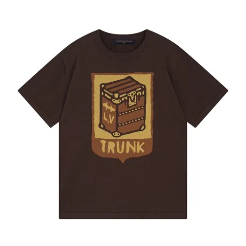 Louis Vuitton Luxury Brand Men Womens Short Sleeve T-Shirt Short-Sleeved Cotton Intarsia Crewneck 1AFIWW   