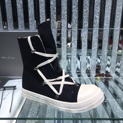 Rick Owens Men Shoes Sneakers Leather High-Top Breathable Mens Casual Shoes Ankle Boots with Original Box