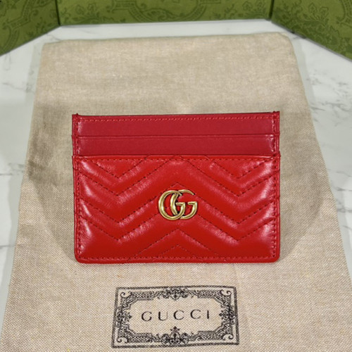 Gucci Womens Bag Wallets Card Holder Luxury Brand Black Leather GG Marmont Card Case with Original Box