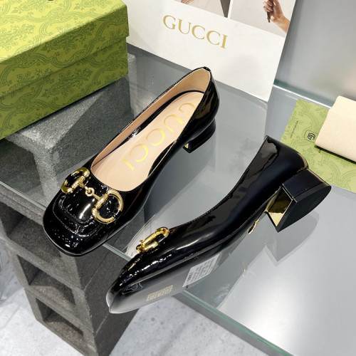Gucci Womens Shoes Pumps Luxury Brand Women's Low-Heel Pump With Horsebit In Leather 2.5cm Heel with Original Box 694855 BNC00 5815