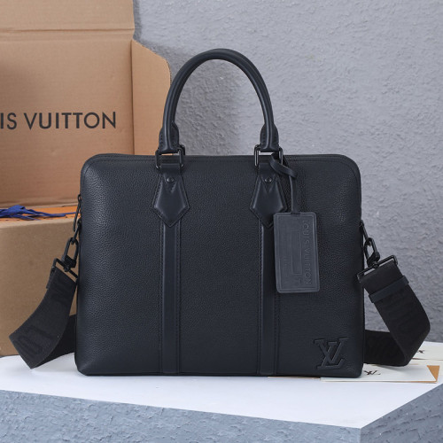 Louis Vuitton Mens Shoulder Bags Handbags Luxury Brand Fashion TAKEOFF BRIEFCASE M59159 Black Grained calf leather