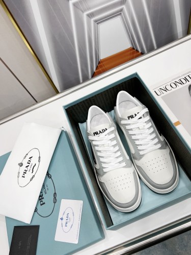 Prada Mens Shoes Casual Luxury Brand Breathable Sneakers with Original Box Downtown leather sneakers 2EE364_3LKG_F0964