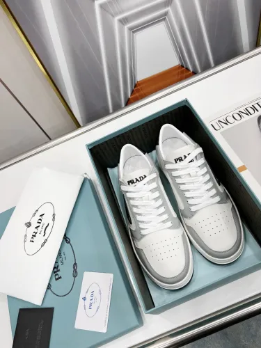 Prada Mens Shoes Casual Luxury Brand Breathable Sneakers with Original Box Downtown leather sneakers 2EE364_3LKG_F0964