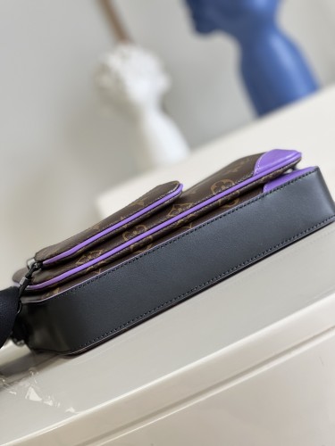 Louis Vuitton Mens Shoulder Bags Luxury Brand Fashion Type TRIO MESSENGER M46266 Monogram Macassar coated canvas and Purple cowhide leather with Original Box