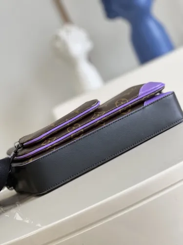 Louis Vuitton Mens Shoulder Bags Luxury Brand Fashion Type TRIO MESSENGER M46266 Monogram Macassar coated canvas and Purple cowhide leather with Original Box