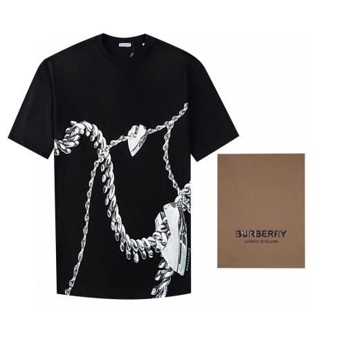 Burberry Luxury Brand Women Mens Short Sleeve T-Shirt Shield Hardware Cotton T-shirt   