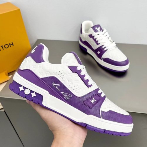 Louis Vuitton Mens Shoes Fashion Sneakers Design Luxury Brand LV TRAINER SNEAKER Mix of materials with Original Box 1AB9XJ