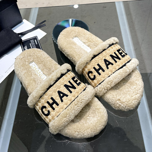 Chanel Womens Shoes Slippers Luxury Brand Winter Plus Velvet Design with Original Box