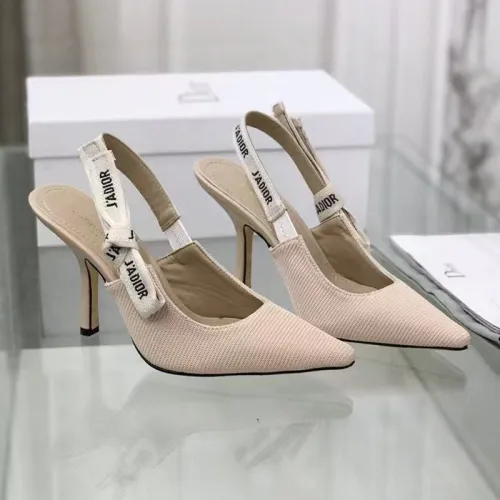 Dior Women Shoes Pumps Luxury Design Fashion Type 9.5cm High Heel Shoes for Wedding Style J'ADIOR SLINGBACK PUMP Cotton Fabric with Original Box