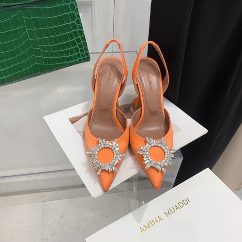 Amina Muaddi Womens Shoes Sandals Slippers Luxury Brand Fashion Pumps for Women with Original Box 9cm Heel