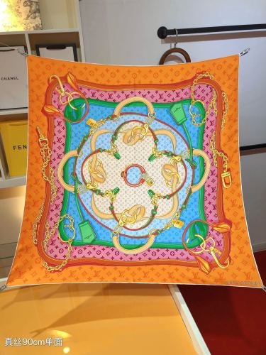 Louis Vuitton Scarves Womens Fashion Scarf Flower And Straps Square 90 with Original Box   
