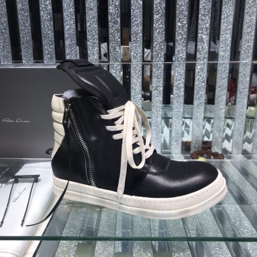 Rick Owens Men Shoes Sneakers Leather High-Top Breathable Mens Casual Shoes Ankle Boots with Original Box
