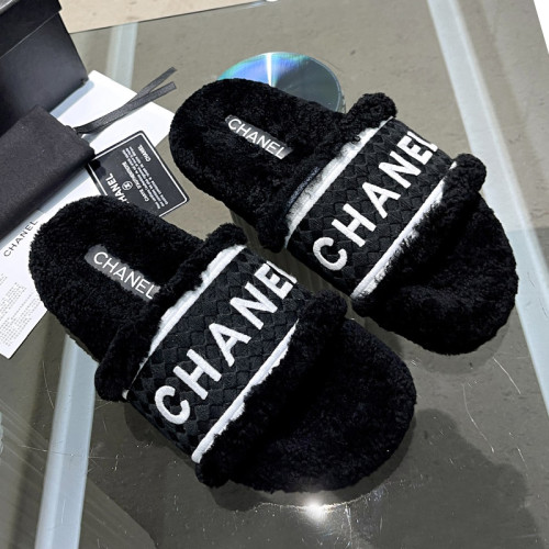Chanel Womens Shoes Slippers Luxury Brand Winter Plus Velvet Design with Original Box