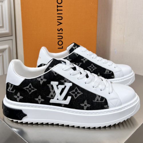 Louis Vuitton Mens Shoes Sneakers Lace-Up Luxury Brand Fashion TIME OUT SNEAKER with Original Box