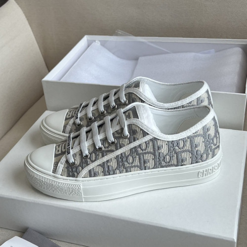 Dior Womens Shoes Fashion Sneakers WALK'N'DIOR SNEAKER Black Cotton Canvas Luxury Brand KCK177CVA_S12X with Original Box