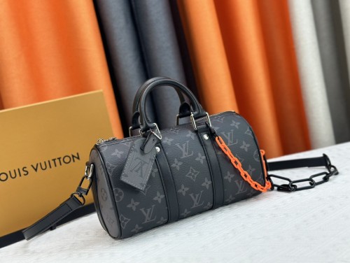Louis Vuitton Womens and Mens Unisex Bags Luxury Brand LV Keepall Bandoulière 25 Fashion Design Travel Bag  
