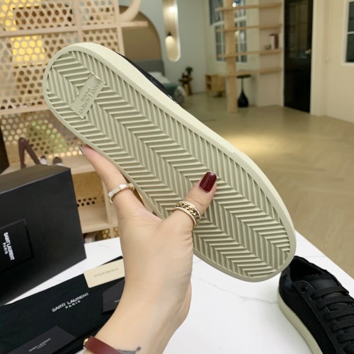 Yves Saint Laurent YSL Women Shoes Casual Luxury Brand COURT CLASSIC SL/06 EMBROIDERED SNEAKERS IN LEATHER with Original Box 61064908G109061
