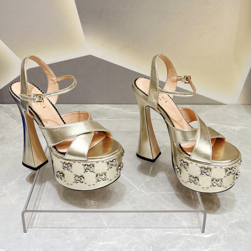 Gucci Womens Shoes Sandals 15cm Heel Luxury Brand with Original Box 730022 US000 7519 Women's Interlocking G sandal in leather Whatsapp 
